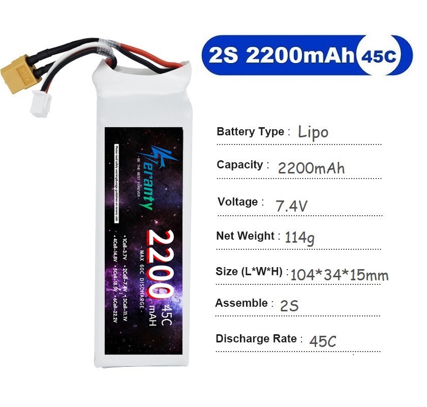 2PCS 7.4V Lipo 2S Battery 1500 - Drone Racing Battery review and price
